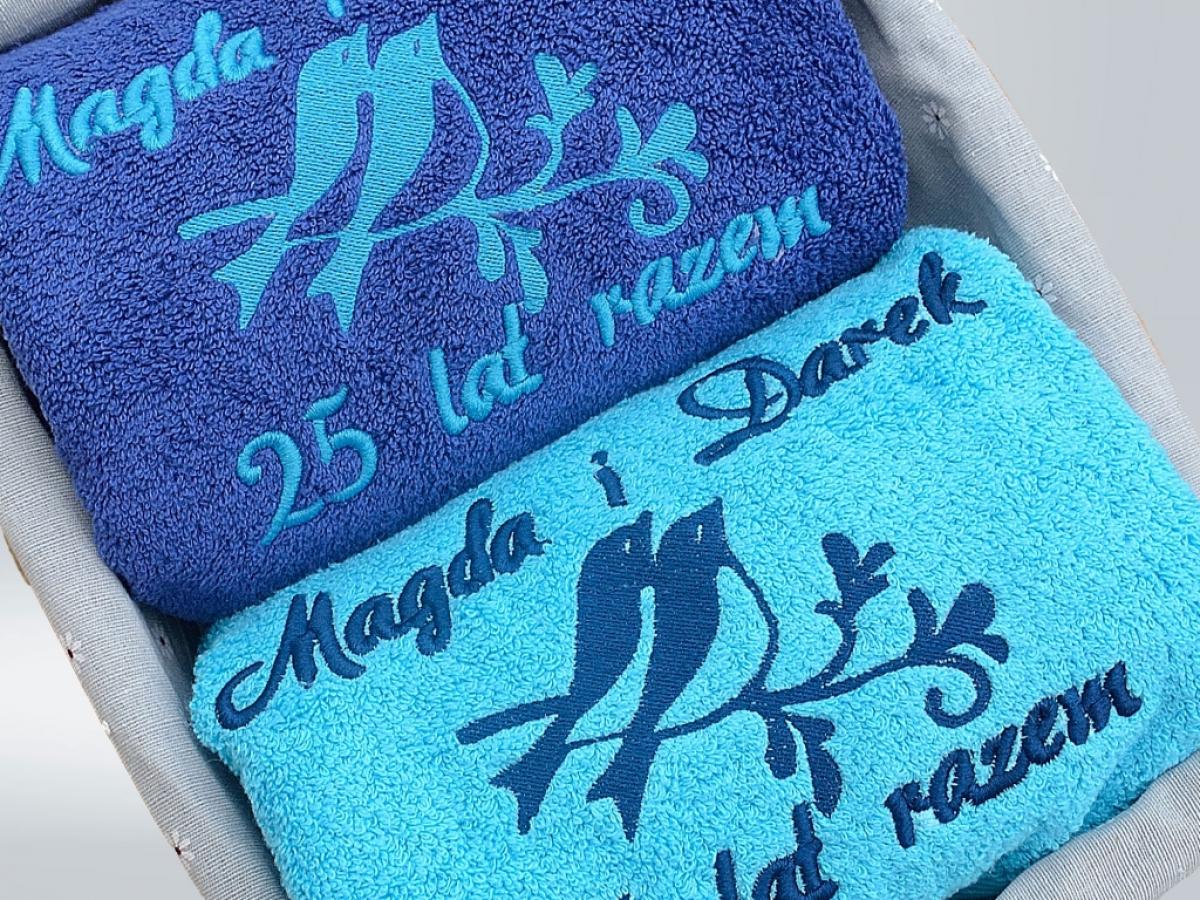 2 odcienie niebieskiego. Ręczniki z okazji rocznicy ślubu