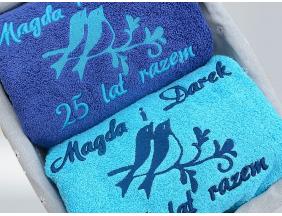 2 odcienie niebieskiego. Ręczniki z okazji rocznicy ślubu